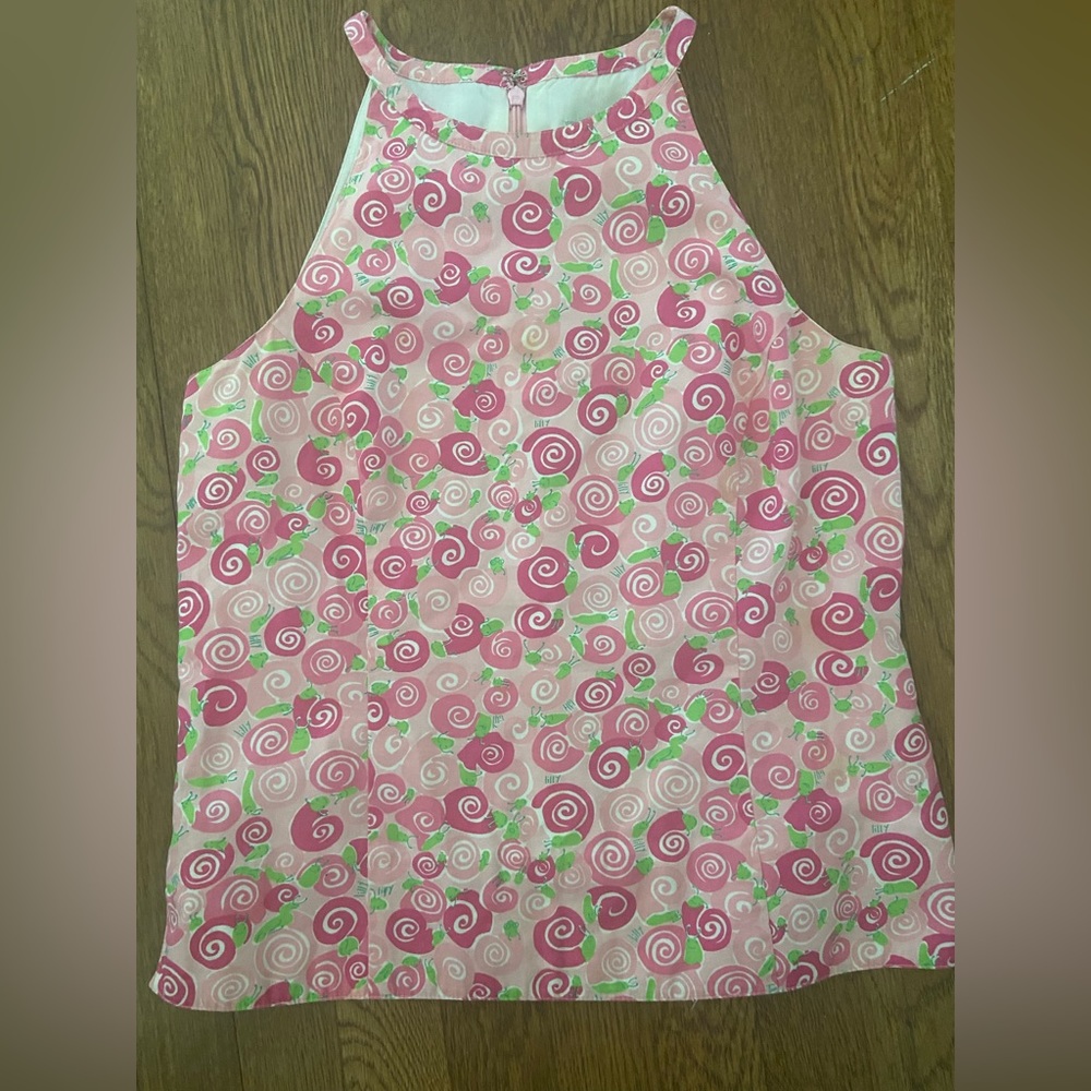 VINTAGE Lilly Pulitzer Size 4 Snail Zipper Halter Style Top Tank